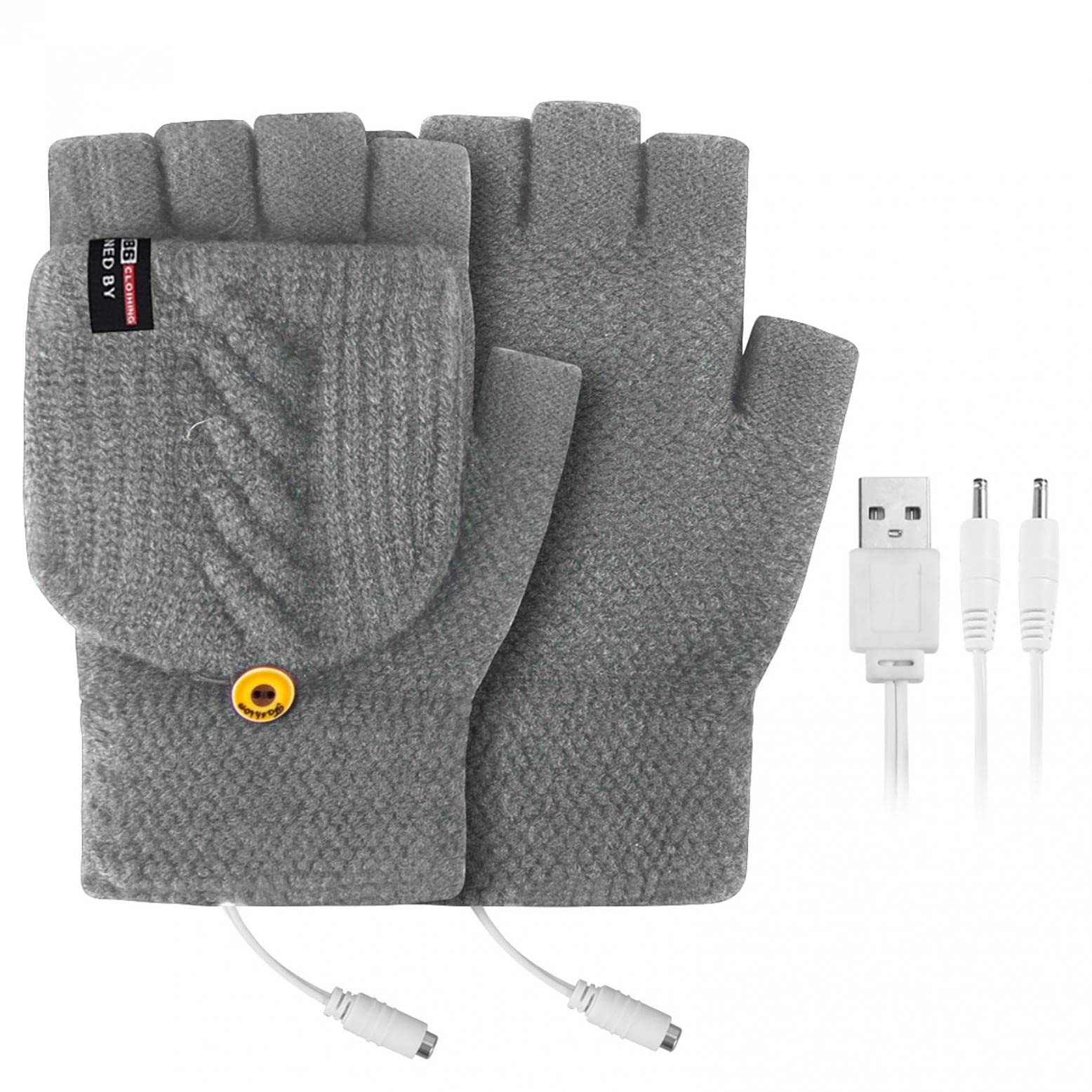 Boddenly Electric Heated Gloves for Men & Women - USB Rechargeable Winter Thermal Gloves with Convertible Fingerless Design - Perfect for Skiing, Hiking, and Outdoor Activities in Cold Weather