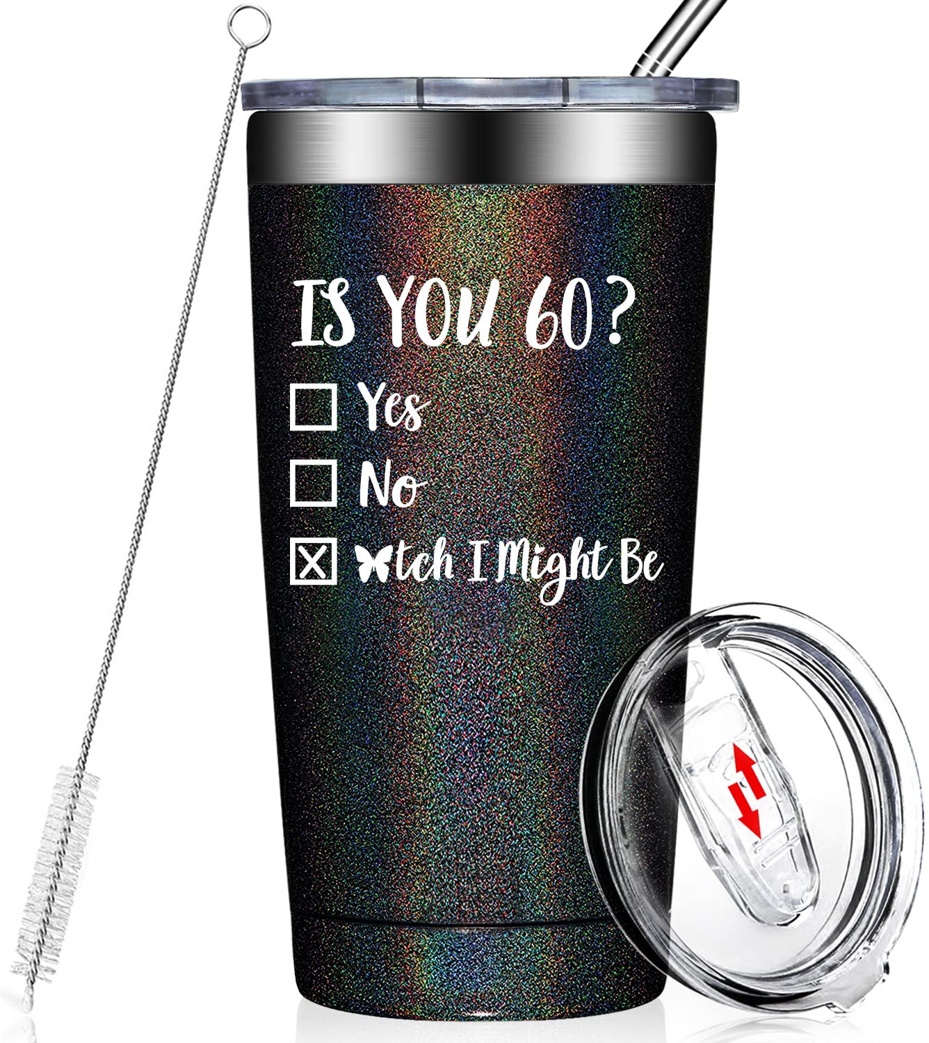 Funny 60th Birthday Gifts for Women & Men - 60 Year Old Birthday Present Ideas for Mom, Best Friend, Sister - Happy 60th Birthday Party Decorations - Insulated Tumbler Cup for Coffee & Drinks - Perfect for Celebrations, Office Use & Daily Hydration