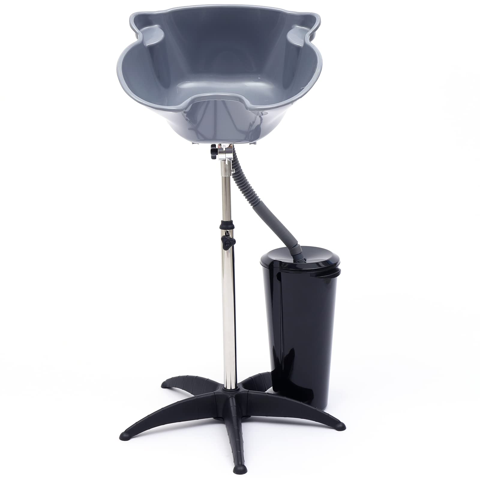Portable Adjustable Salon Hair Washing Sink with Drain Hose - Height Adjustable Deep Shampoo Basin for Home, Barber Shop & Beauty Salon | Grey Style 2 | Perfect for Hair Washing, Scalp Treatment & Relaxing Spa Services