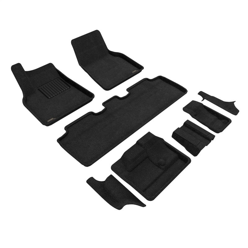 3D Maxpider All-Weather Floor Mats for Tesla Model Y 7-Seater (2021-2023) - Premium Black Car Mats for 1st, 2nd & 3rd Row - Perfect for Family Road Trips & Daily Commutes