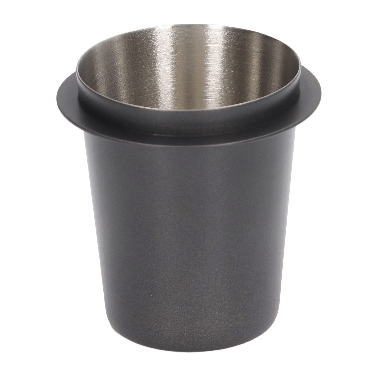 Premium Stainless Steel Coffee Dosing Cup with Silicone Base - Universal Coffee Powder Feeder for Espresso, Pour Over & French Press - Perfect for Home Baristas & Coffee Enthusiasts (Black)