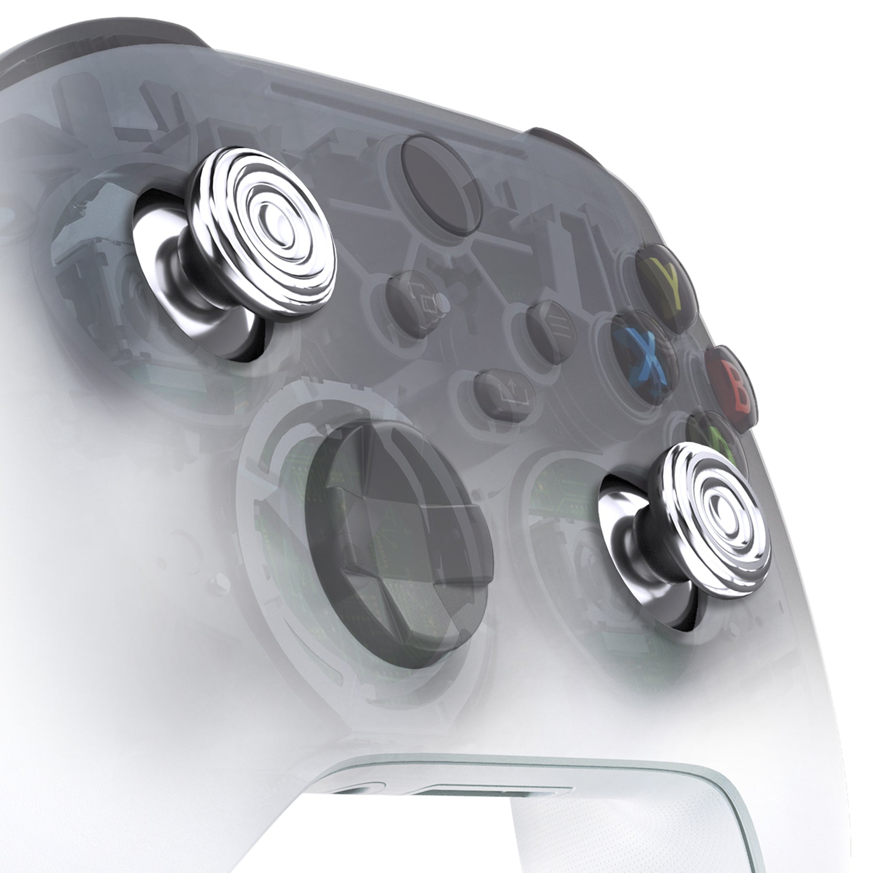 Premium Aluminum Alloy Thumbsticks for Xbox Series X/S & Xbox One Controllers - Silver Metal Joystick Replacement with Concentric Circle Design - Compatible with Standard/Elite Controllers (JX3C002) - Perfect for Gaming, Esports & Controller Customization