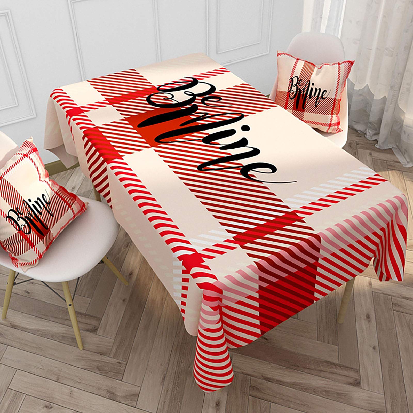 Creative Valentine's Day Polyester Cotton Printed Table Flag - Heart-Themed Table Decor for Romantic Dinner, Party & Home Decoration