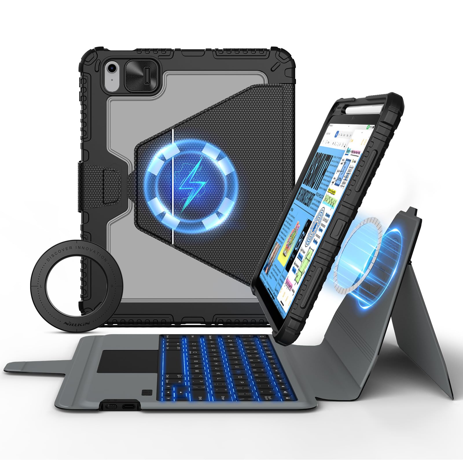 Nillkin iPad 10th Generation (2025) Keyboard Case with Magnetic Stand & Backlit Trackpad - Detachable Keyboard for iPad 10.9 inch A16 Model | Perfect for Work, Study & Travel