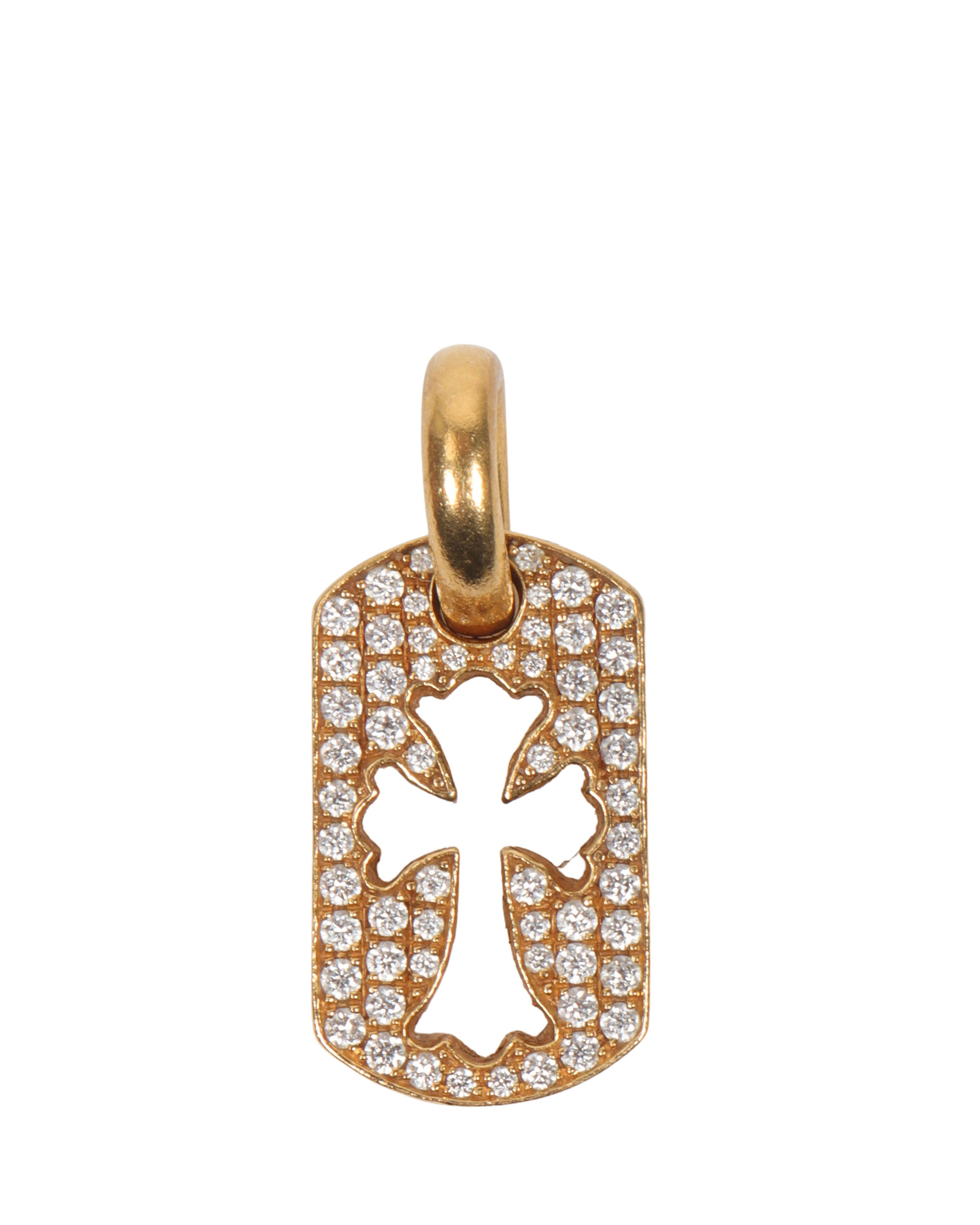 22K Gold Mini Diamond Cross Dog Tag Pendant Necklace for Men & Women - Perfect for Gifts, Everyday Wear & Religious Occasions