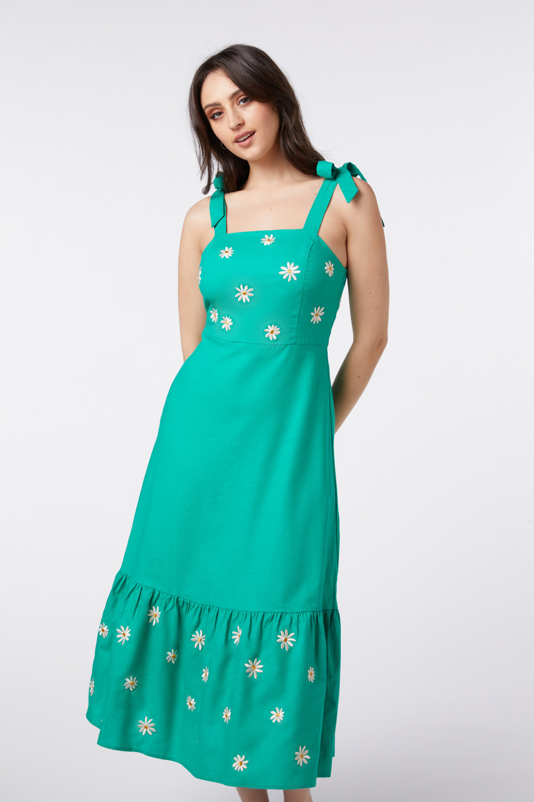 Pattie Embroidered Midi Dress - Floral Summer Boho Dress for Women | Perfect for Beach Vacations, Date Nights & Garden Parties