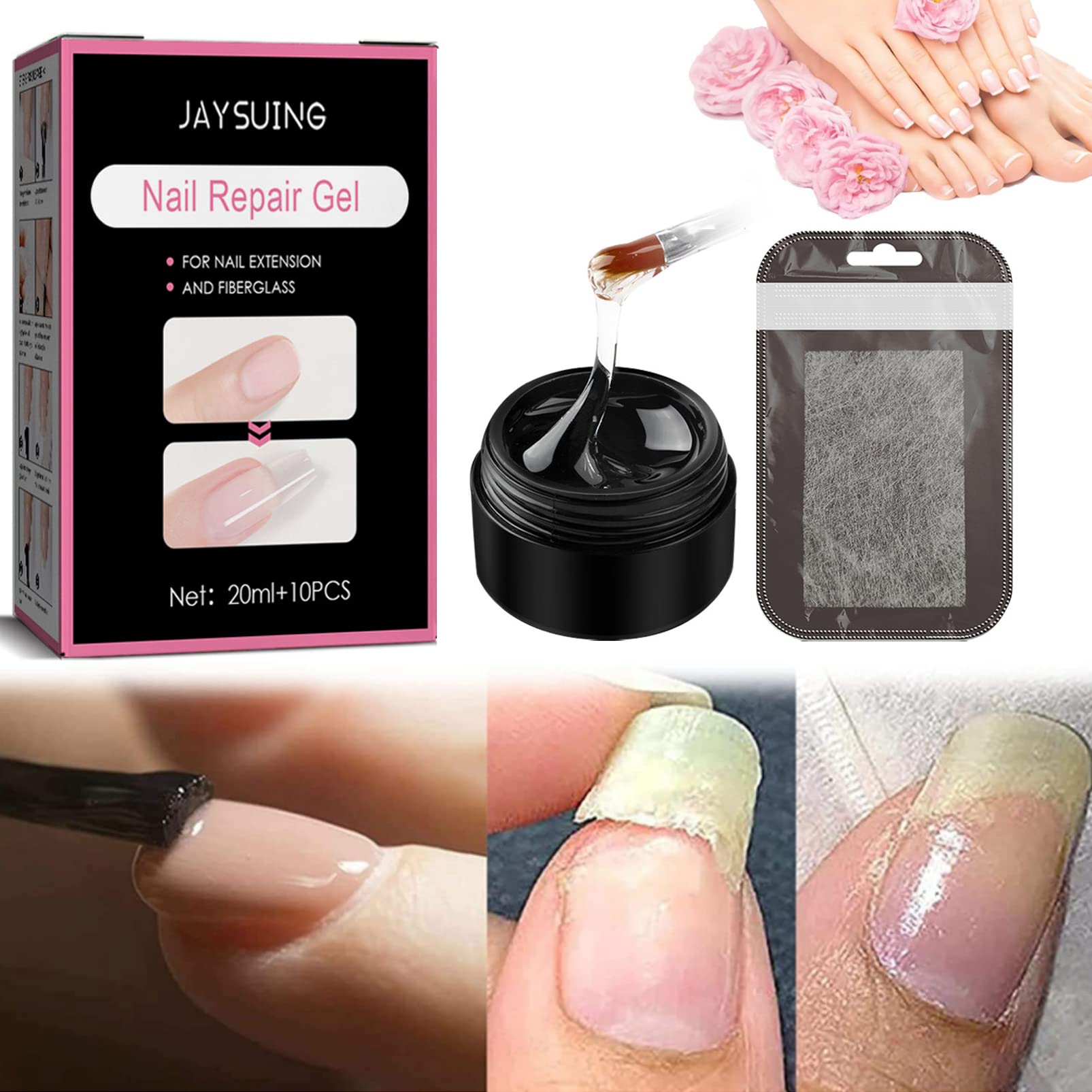 Instant Nail Glue & Cracked Nail Repair Gel - Professional Nail Treatment Strengthener, Hardener & Fixer for Broken Natural Nails - Nail Extension Sculpture Gel Kit (20ml) - Perfect for Salon, Home Manicures & DIY Nail Art