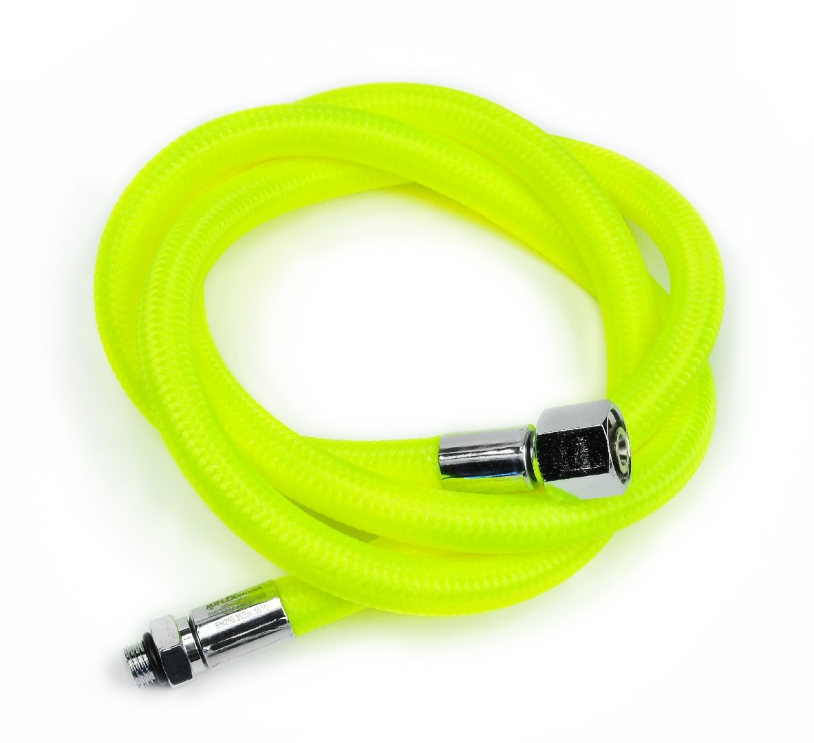 Miflex Xtreme 100cm Scuba Diving Regulator Hose - 9/16” Female to 3/8” Male Connector - High Pressure Air Hose for Dive Gear - Fluorescent Yellow for Enhanced Visibility Underwater - Perfect for Professional Divers and Snorkeling Enthusiasts