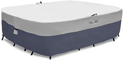 WELLCOOL Heavy Duty Waterproof Outdoor Patio Furniture Cover - 56x56x30 Inch Square Table & Chair Set Protector for All Weather - Perfect for Dining Sets, BBQs, and Backyard Parties