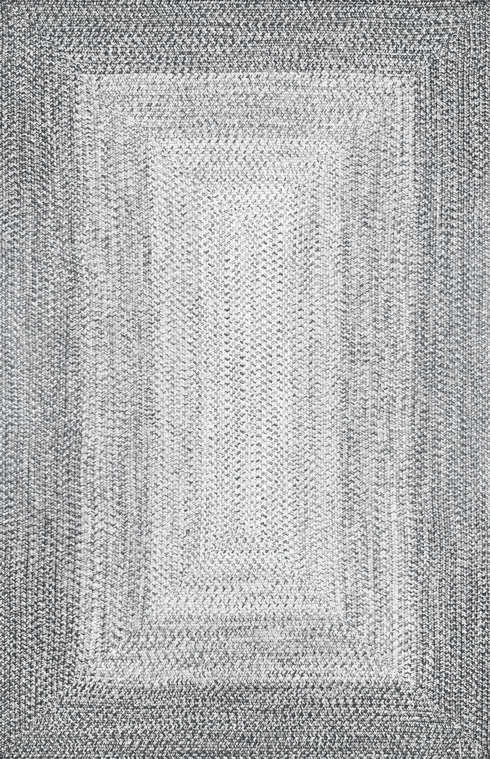 Braided Gradient Indoor Outdoor Rug - Light Grey Non-Slip Area Carpet for Living Room, Bedroom, Patio & Deck Decor