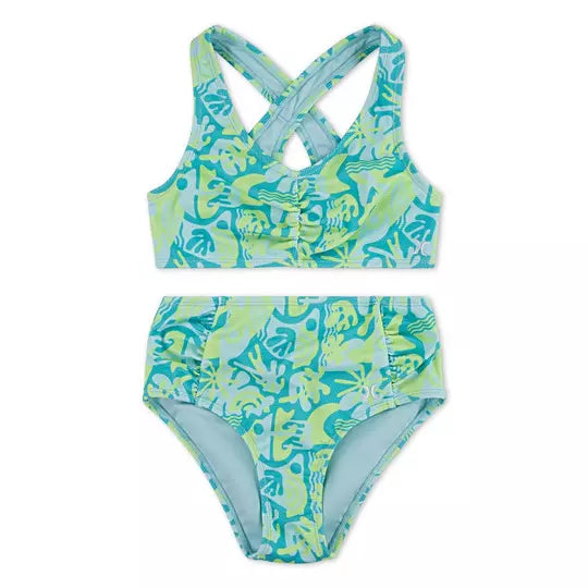 HURLEY® Junior Girls' High Waist Two Piece Bikini Swimsuit for Teens [Size 7-16] - Perfect for Beach Vacations, Pool Parties & Summer Getaways