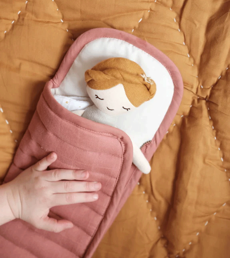 Fabelab Soft Cotton Sleeping Bag for Baby Dolls - Cozy & Comfortable for Pretend Play, Nursery Decor & Kids Bedtime Stories