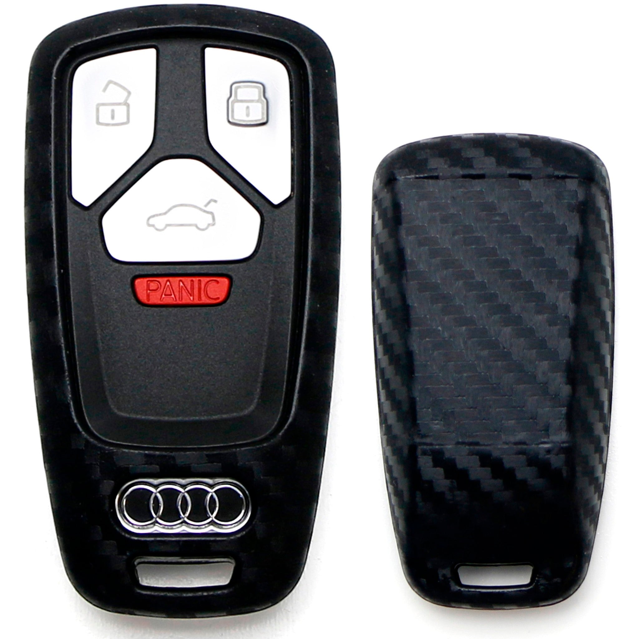 Carbon Fiber Soft Silicone Key Fob Cover for 2017+ Audi A4 A5 Q7 TT Smart Key - Durable Protective Case for Car Remote Keychain (Perfect for Daily Use, Travel & Gift)