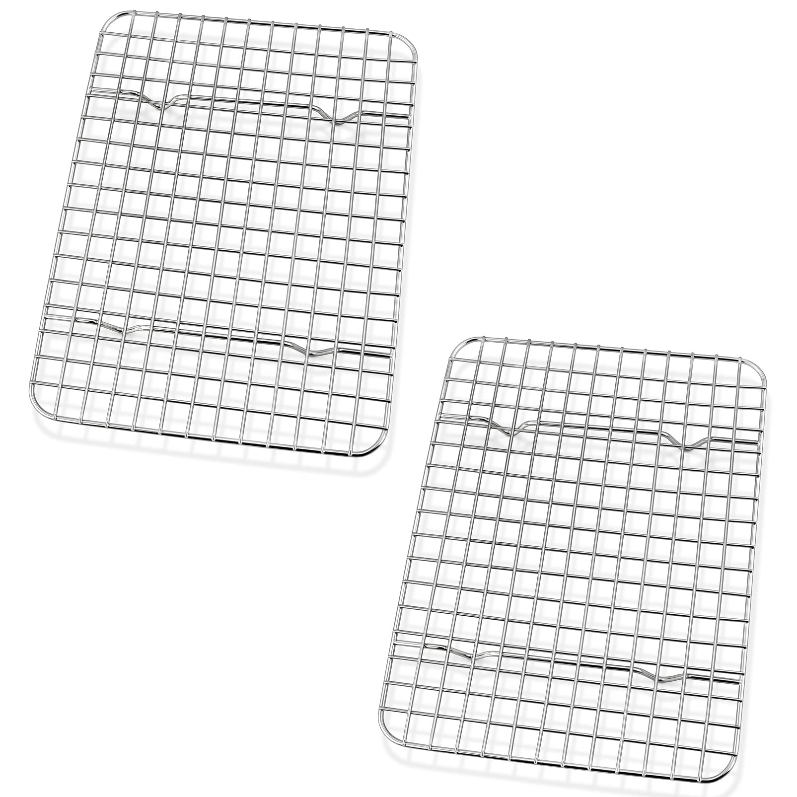 P&P CHEF 2-Piece Stainless Steel Cooling & Baking Rack Set - 8.75 Inch Heavy Duty Grid for Roasting, Drying, Grilling - Oven & Dishwasher Safe for Healthy Cooking - Perfect for Cookies, Breads, Meats & Veggies