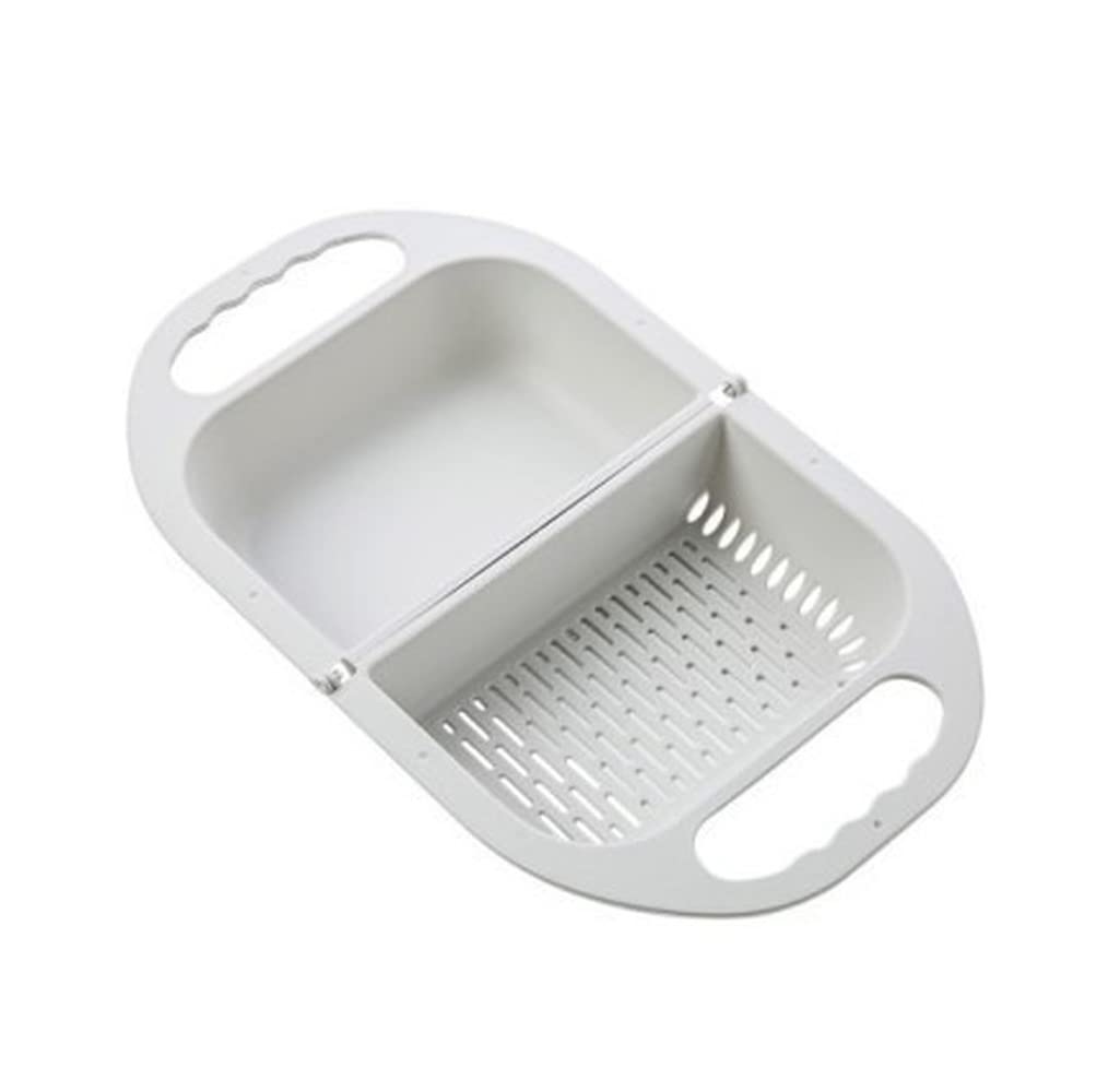 Nipogear Foldable Fruit Washing Basket with Drain Holes - Durable Plastic Kitchen Colander for Washing and Draining Fruits, Vegetables, and Salad - Perfect for Meal Prep, Camping, and Small Kitchen Spaces (White)