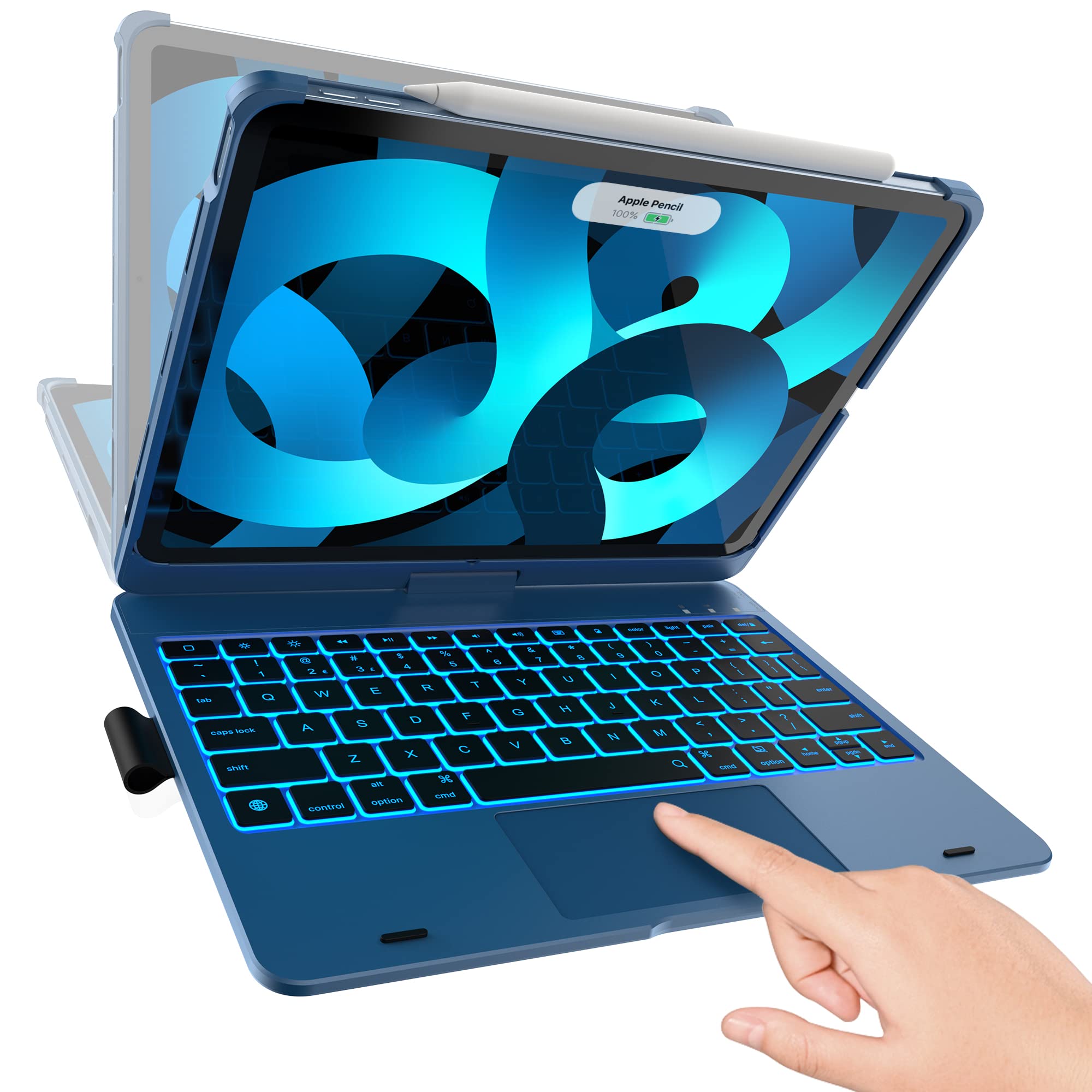 Magic Keyboard Case for iPad Air 5th Gen & iPad Pro 11 (2020) - Yale Blue Bluetooth Keyboard with Backlit Keys, Trackpad & Apple Pencil Holder | Perfect for Work, Study & Creative Projects