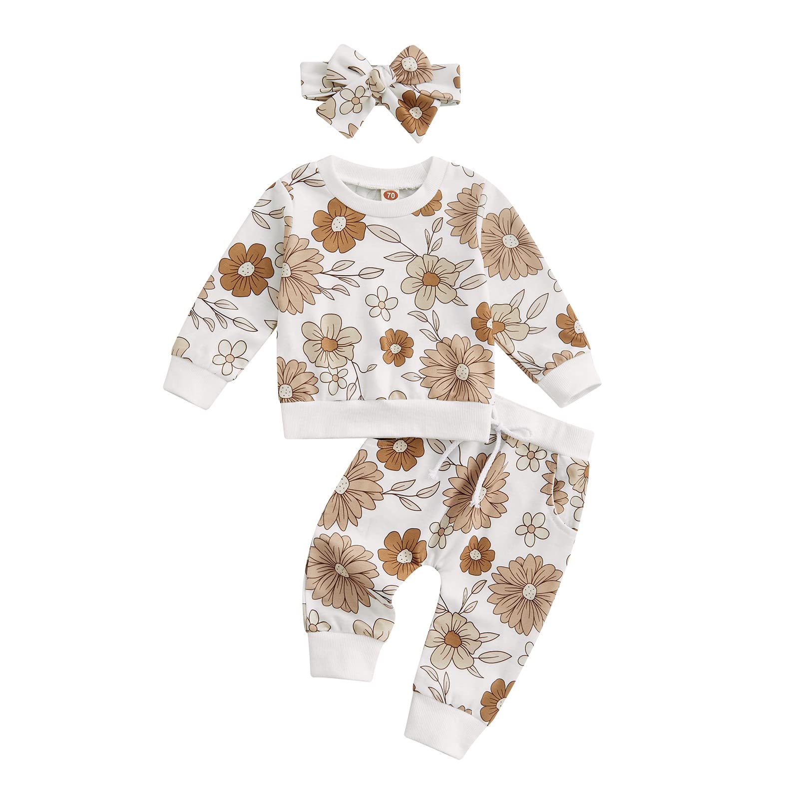 Hnyenmcko Newborn Baby Girl Clothes Set - Waffle Knit Long Sleeve Floral Sweatshirt & Pants Outfit for Infant Girls | Fall Winter Warm Outfits | Perfect for Family Photos, Holiday Gifts & Daily Wear