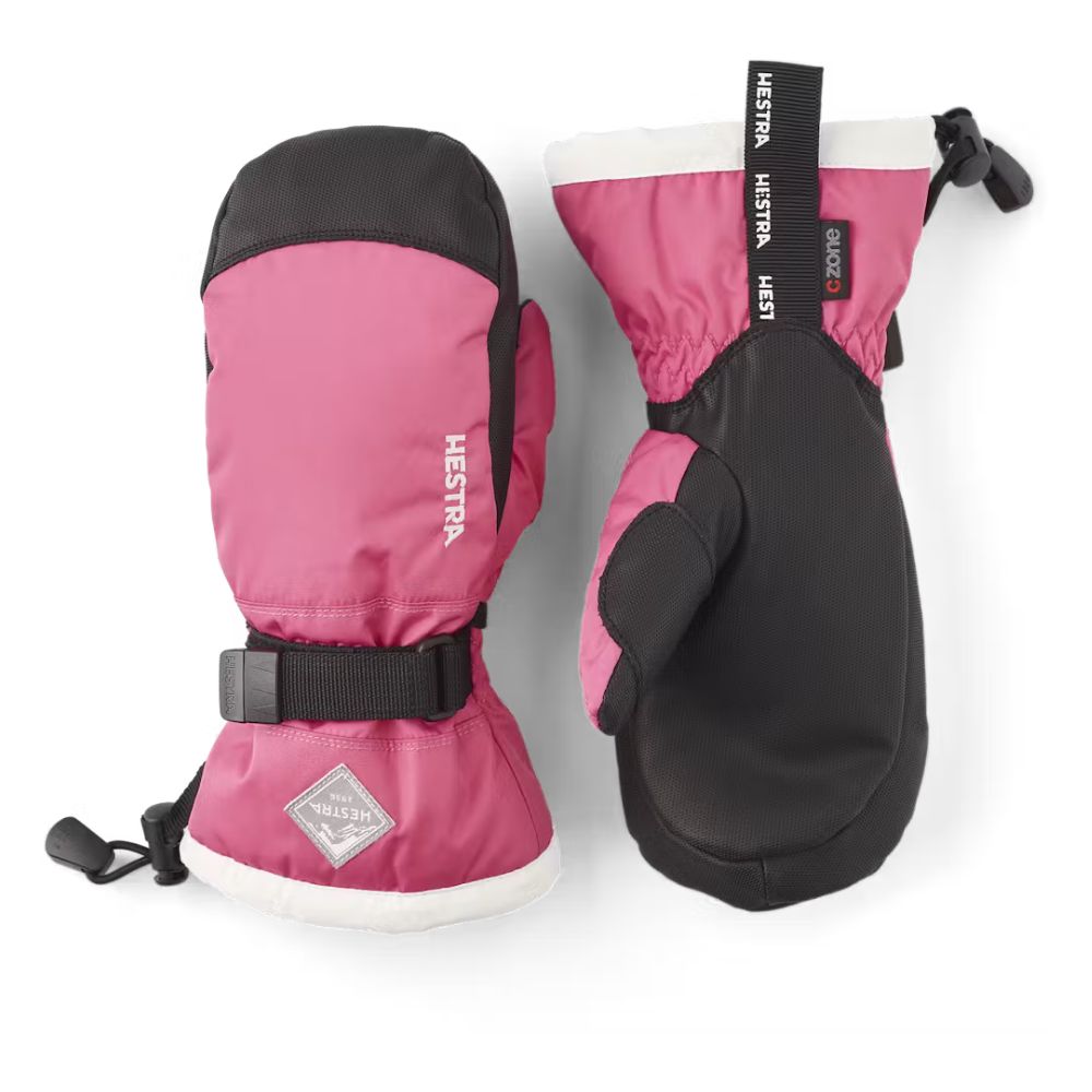 Hestra Gauntlet Czone Kids Ski Mittens - Warm Waterproof Winter Gloves for Girls & Boys, Fuchsia/Ivory (32531) - Perfect for Snowboarding, Sledding & Outdoor Winter Activities