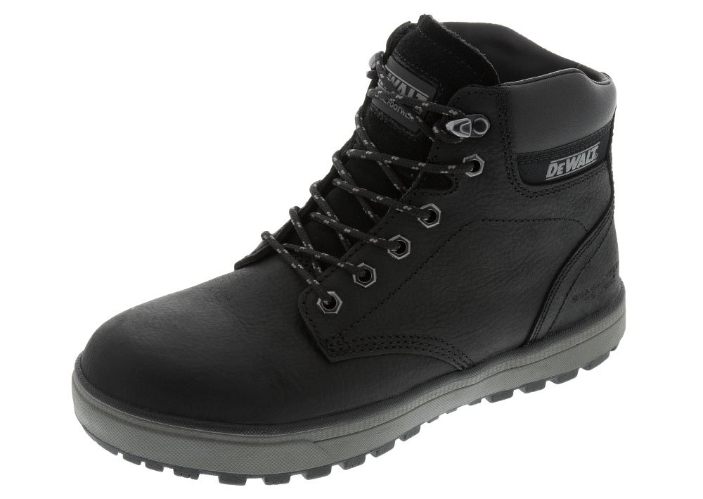 DEWALT Plasma Men's Steel Toe Work Boots - Black Leather Safety Shoes for Construction & Industrial Work - Size 7 - Durable & Comfortable for Long Shifts