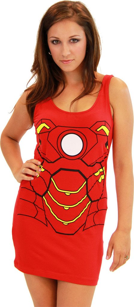 Iron Man Red Juniors Costume Tunic Tank Dress for Kids - Marvel Superhero Cosplay Outfit for Halloween, Comic Con & Dress-Up Play