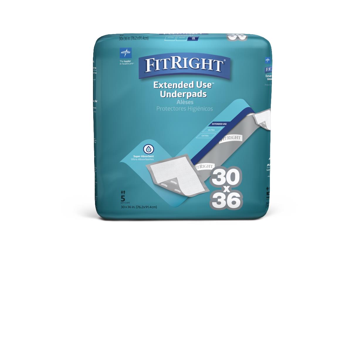 FitRight Extended Use Premium Underpads - Waterproof & Absorbent Bed Pads for Incontinence, Elderly Care, Post-Surgery & Pet Protection