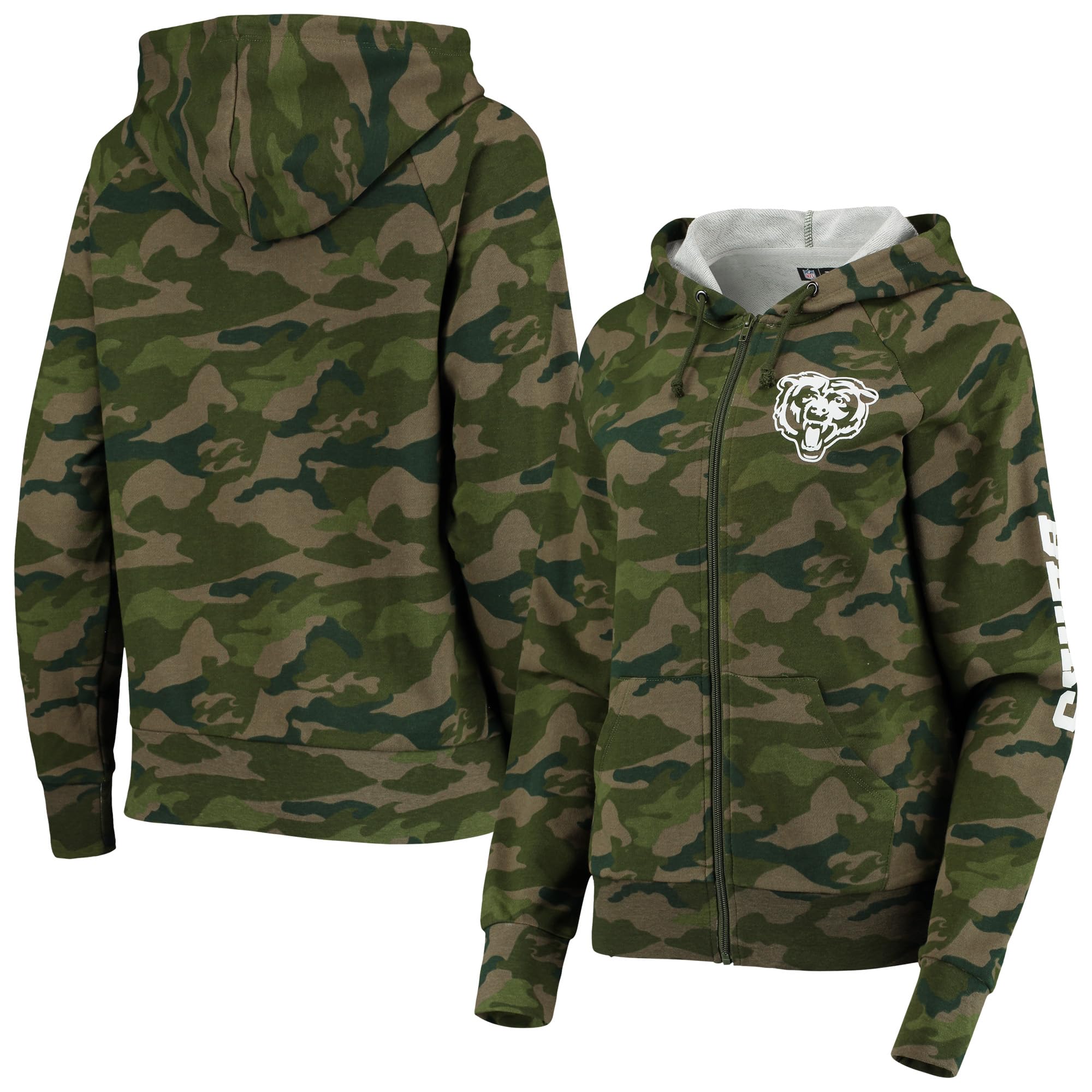 New Era Women's Seattle Seahawks Camo Raglan Full-Zip Hoodie - Comfortable & Stylish NFL Team Apparel for Game Day, Casual Wear & Outdoor Activities