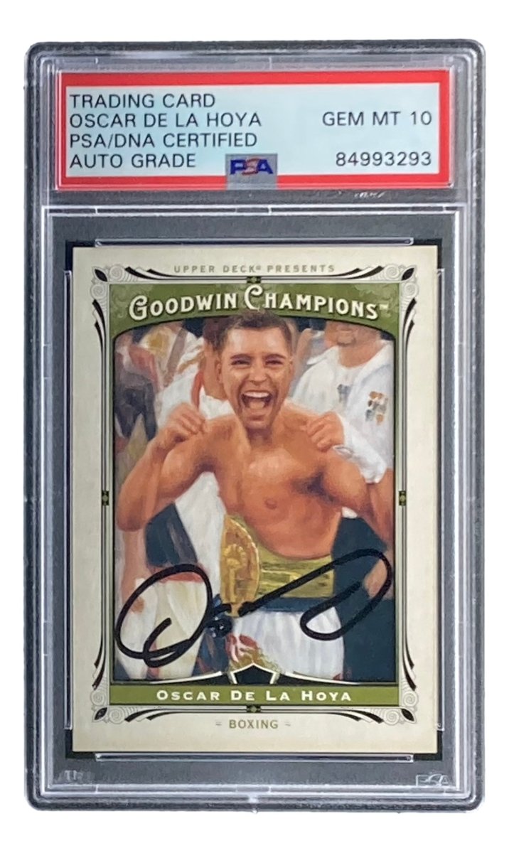Oscar De La Hoya Autographed 2013 UD Goodwin Champions #130 Baseball Card - PSA/DNA Certified Gem Mint 10 - Perfect for Sports Memorabilia Collectors & Boxing Fans Display