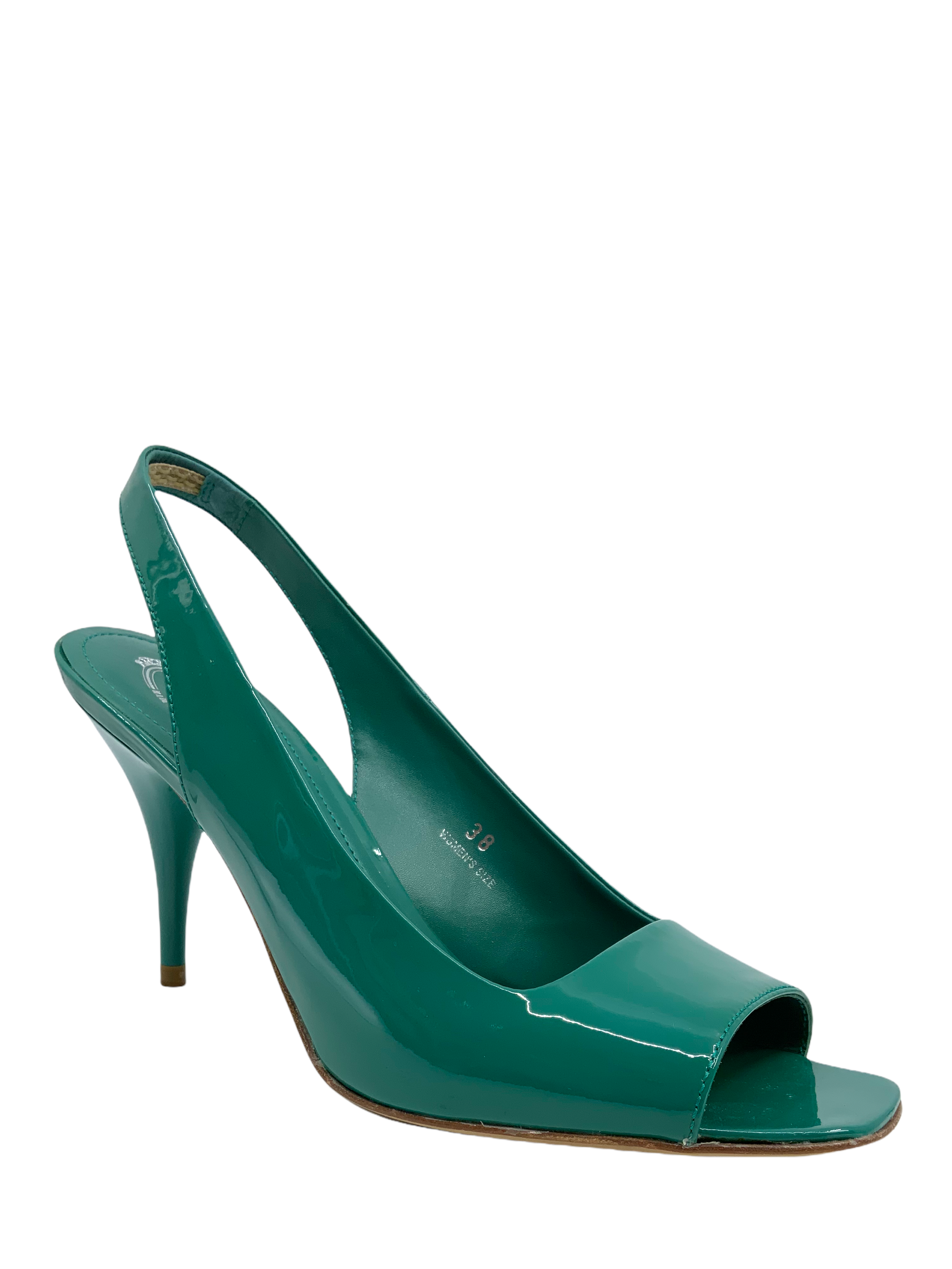 Tod's Women's Patent Leather Slingback Sandals Size 8 | Comfortable Heeled Dress Shoes for Weddings, Parties & Office Wear