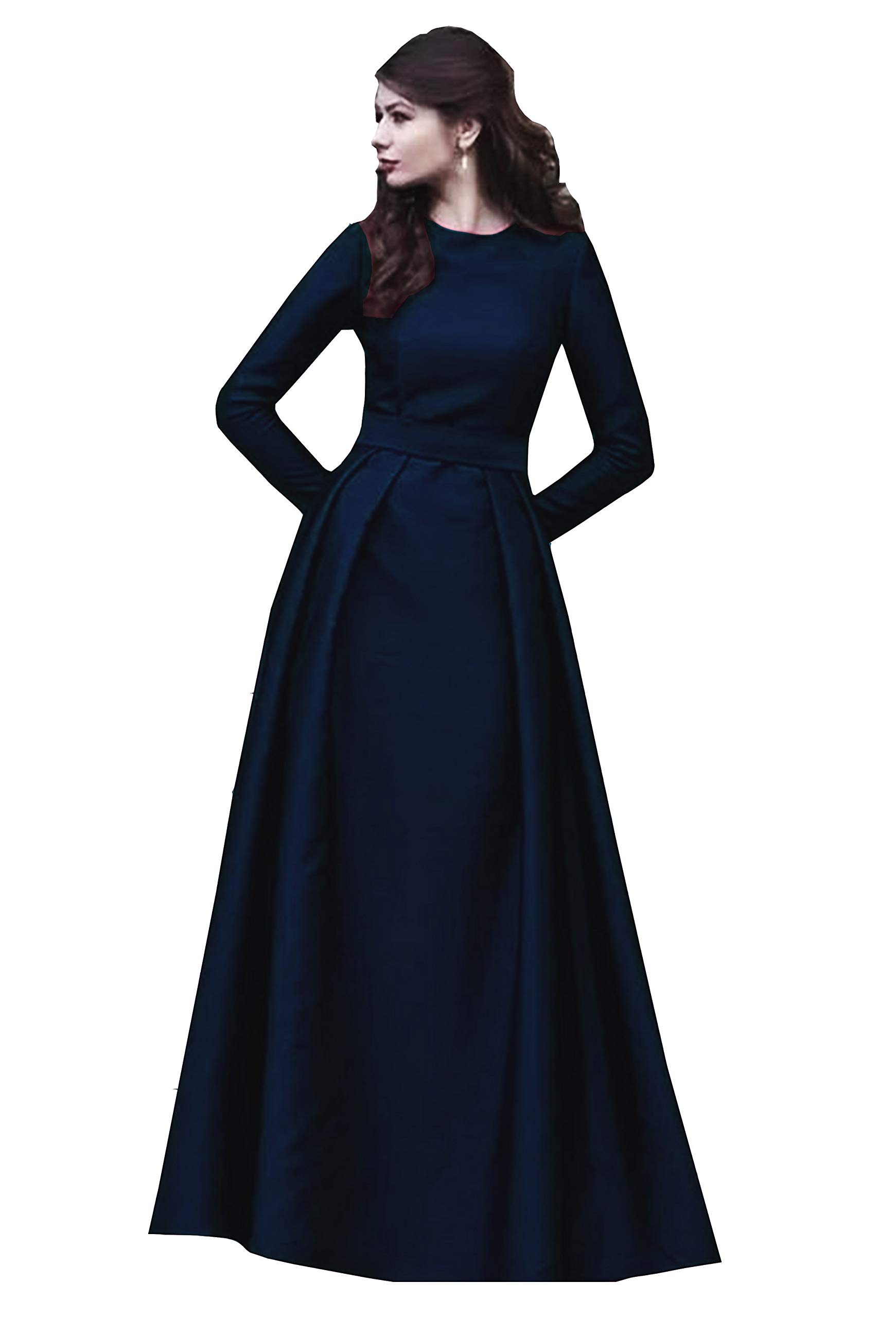 Honeydress Women's Long Sleeve Mother of The Bride Dress with Detachable Cape - Elegant A-Line Satin Party Gown for Weddings, Formal Events & Evening Occasions