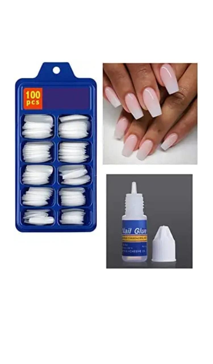 DEUTZIA False Nails for Women - 100PCS Acrylic Nail Tips with Nail Glue Kit - Reusable Press on Nails for Manicure, Nail Art & Salon Extensions - Perfect for Parties, Weddings & Everyday Wear