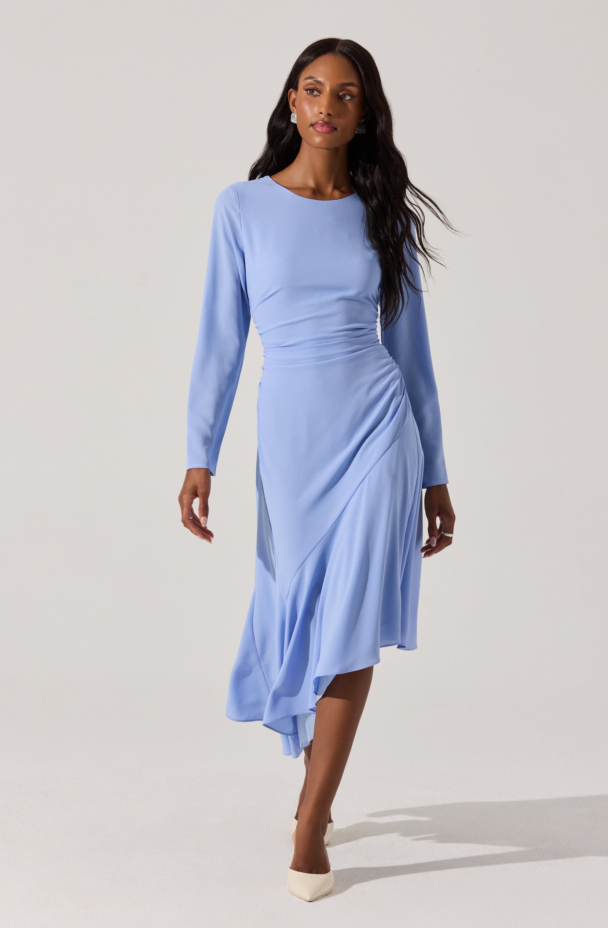 Elegant Long Sleeve Asymmetrical Hem Dress for Women | Flowy Casual & Party Wear | Perfect for Office, Date Night and Special Occasions