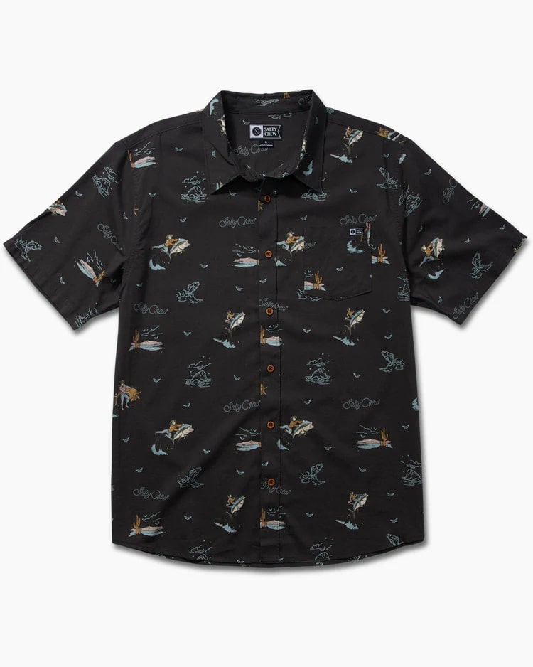 Salty Crew Round Up Short Sleeve Woven Shirt for Men - Casual Summer Beachwear & Outdoor Activities