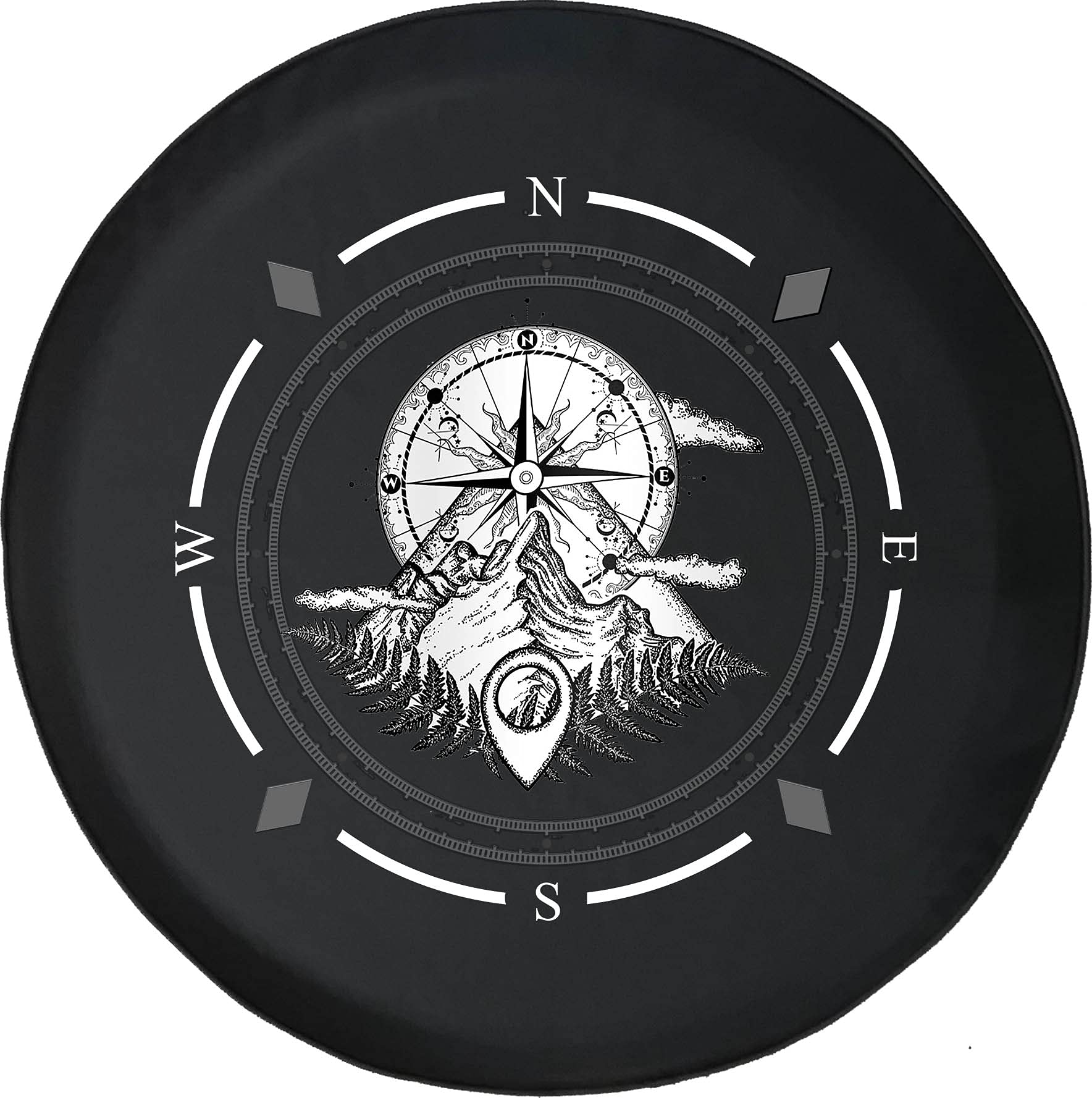 American Unlimited Spare Tire Cover with Compass Design - Universal Fit for SUV, Trailer, RV & Most Vehicles | Durable Wheel Protection for Off-Road Adventures & Camping Trips