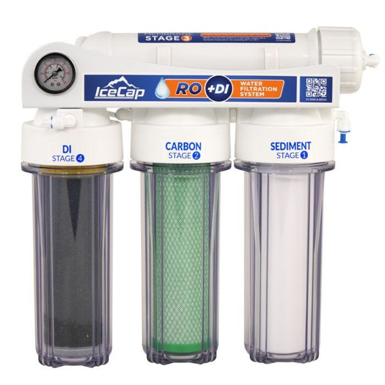 IceCap 4 Stage RO/DI Water Filtration System - Pure Water for Aquariums, Hydroponics & Home Use