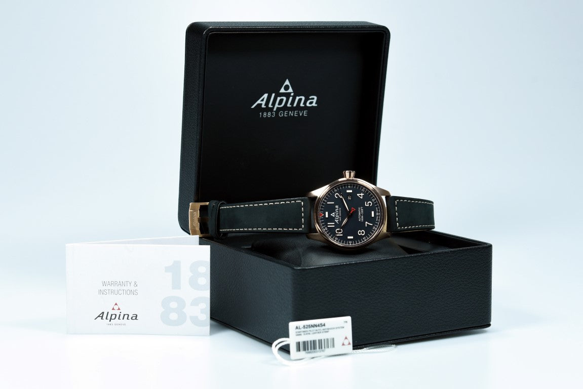 Pre-Owned Alpina Startimer Pilot Automatic Men's Watch AL 525NN4S4 - Swiss Made, Leather Strap - Perfect for Aviation Enthusiasts & Collectors