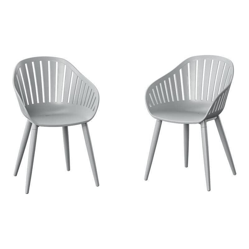 Amazonia Aluminum Patio Chairs Set of 2 - Lightweight & Weather-Resistant Outdoor Dining Chairs in Gray - Perfect for Poolside, Garden, Deck, and Patio Relaxation