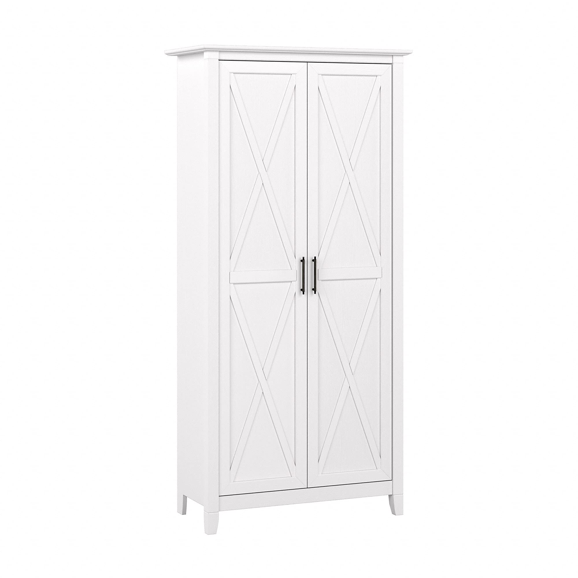 Bush Furniture Key West Kitchen Pantry Cabinet - Pure White Oak Finish | Freestanding Storage Cabinet for Kitchen, Dining Room, or Entryway Organization