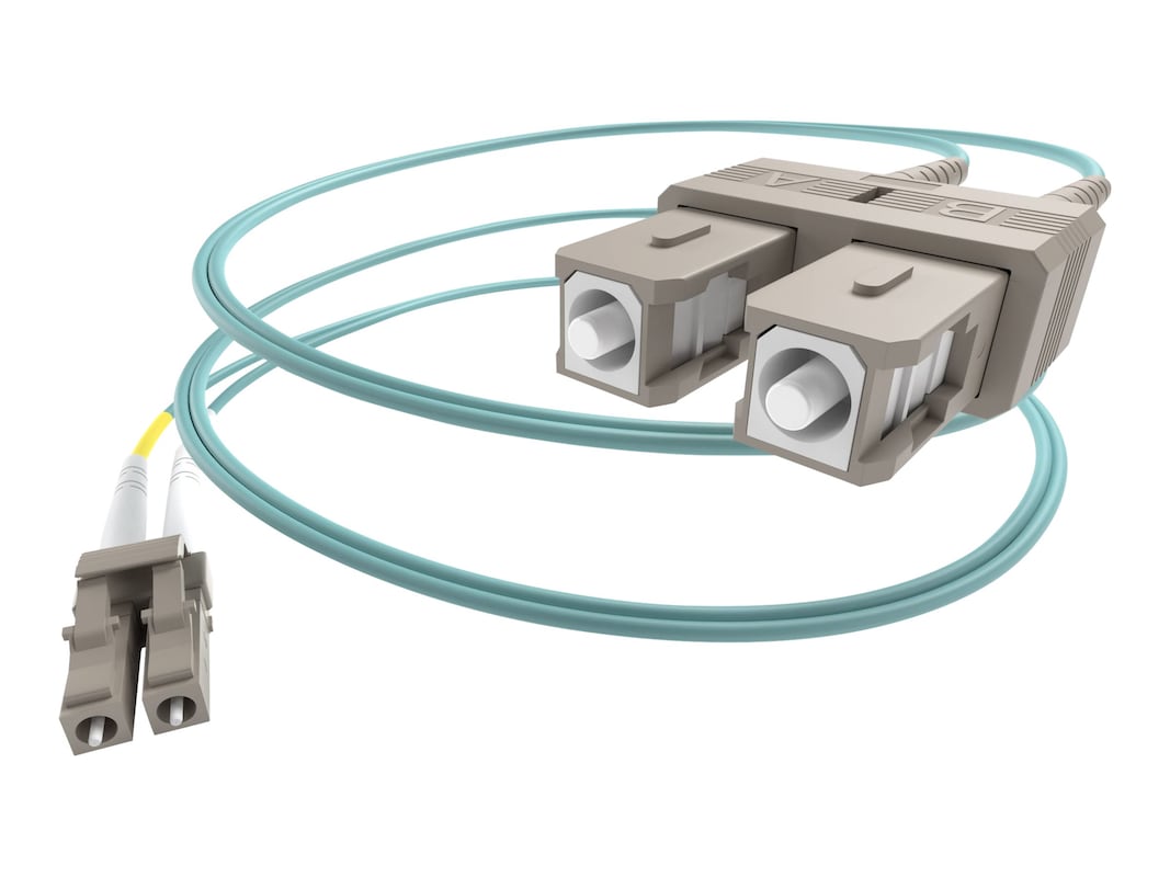25 Meter LC SC OM4 100Gig Fiber Optic Cable - Aqua, OFNR, 50/125 Micron Multimode - High-Speed Data Center & Network Connectivity Solution
