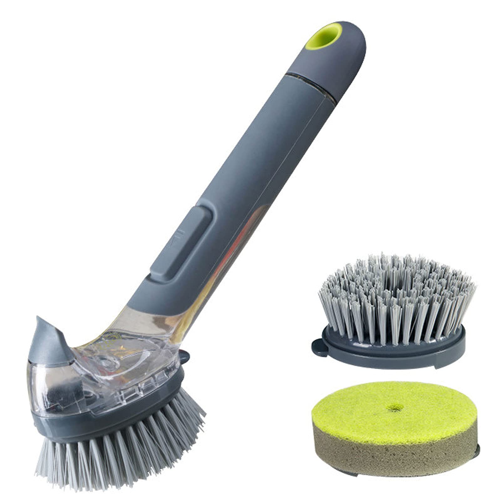 Multi-Function Soap Dispensing Dish Brush with 2 Heads - Kitchen Cleaning for Sink & Tableware