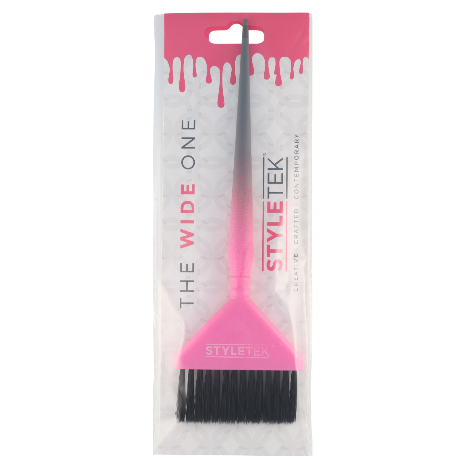 Styletek Professional Wide Hair Coloring Brush with Long Handle - Pink & Gray for Ombre, Highlights, Balayage - Perfect for Salon & DIY Home Hair Dyeing
