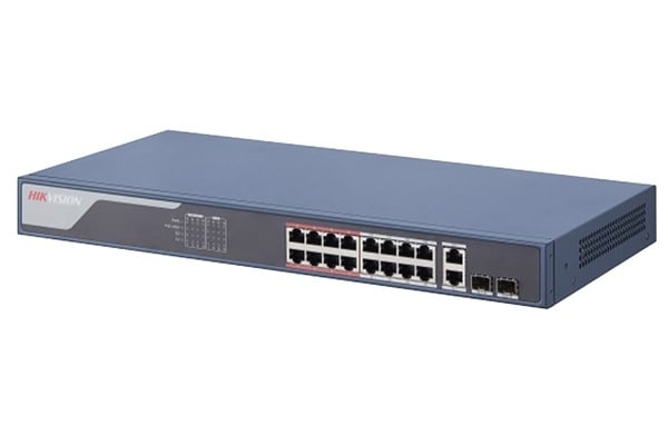 DS-3E1318P-EI 16-Port Smart Managed PoE Switch | 100Mbps, 230W Power Budget | 2x Gigabit RJ45/SFP Uplinks | Ideal for Small Business Networks & IP Camera Systems