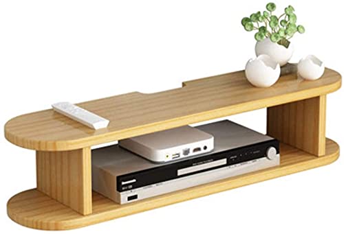 Wooden Wall Mount TV Shelf - Router Storage Rack & Set-top Box Organizer for Living Room & Bedroom (Yellow, 80x20x18cm) - Space Saving Home Entertainment Storage Solution