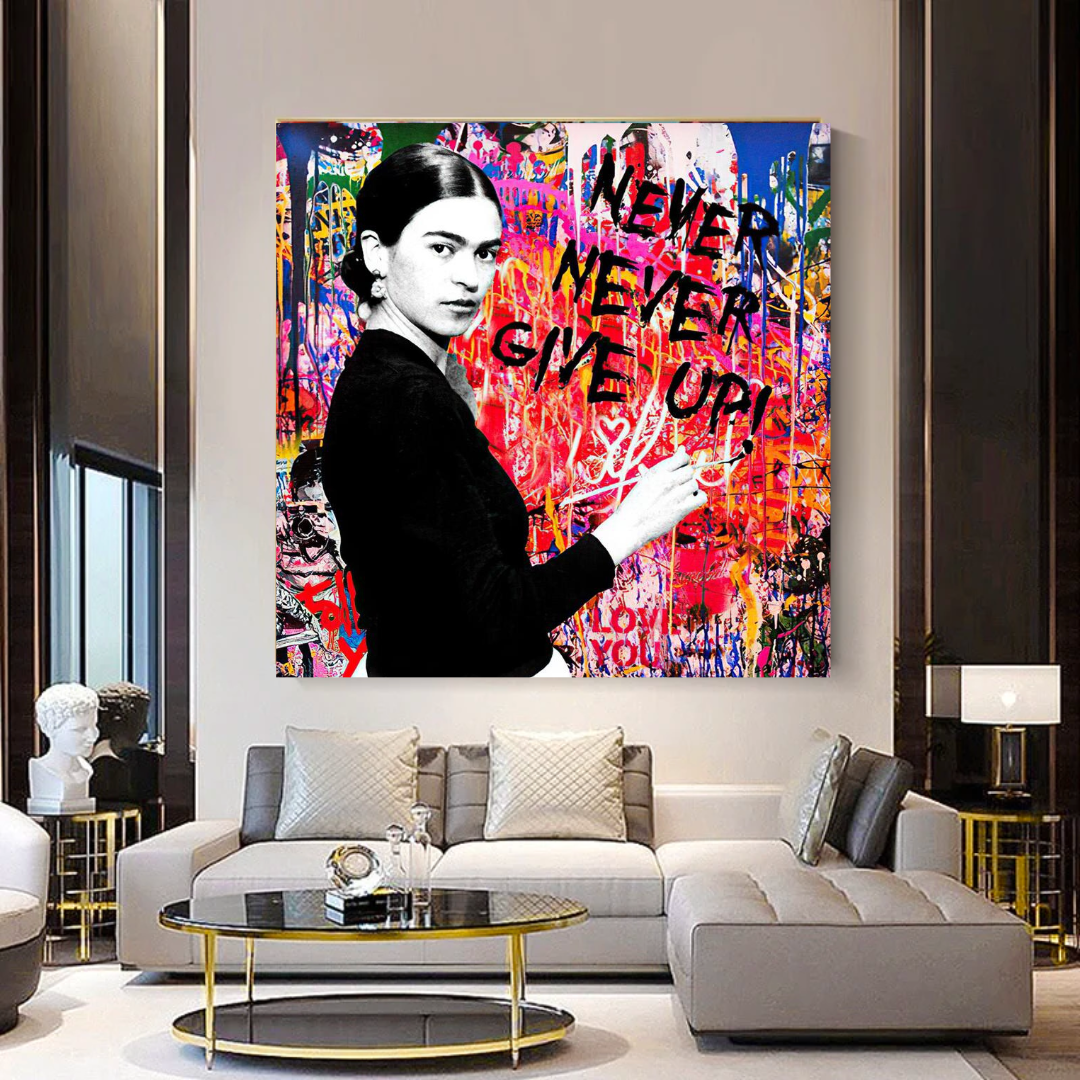 Banksy Never Give Up Wall Art - Inspirational Canvas Painting for Home & Office Decor | Perfect for Living Room, Bedroom or Gift Idea