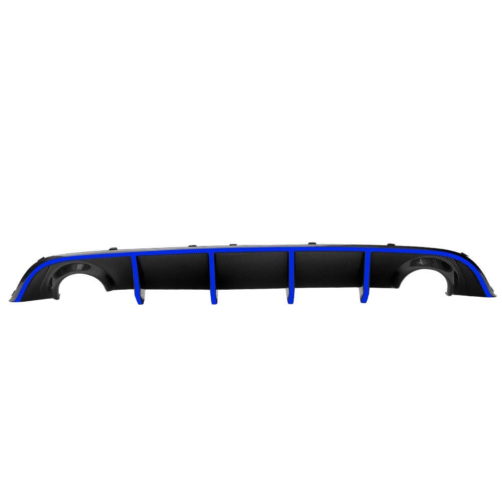 IKON MOTORSPORTS V2 Style Rear Diffuser with Blue Reflective Tape - Compatible with 2015-2023 Dodge Charger SRT | Aggressive Look & Enhanced Aerodynamics | Perfect for Car Enthusiasts & Street Racing