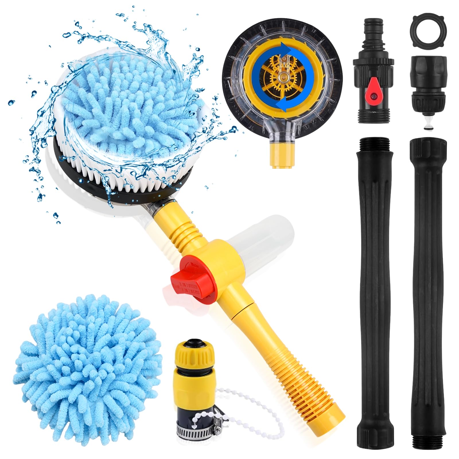 Premium Microfiber Car Wash Mitt & Rotating Brush Kit - 47