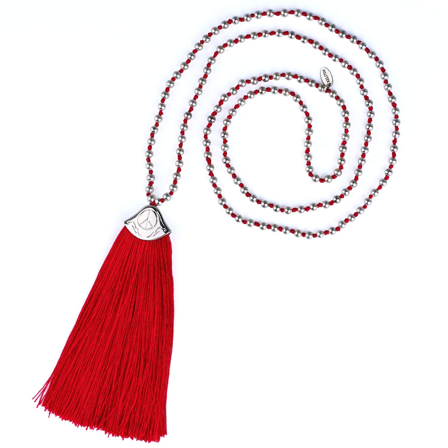 Handmade Silver Beaded Long Tassel Necklace with Fashion Pendant - Boho Chic Jewelry for Women, Perfect for Parties, Weddings & Everyday Wear