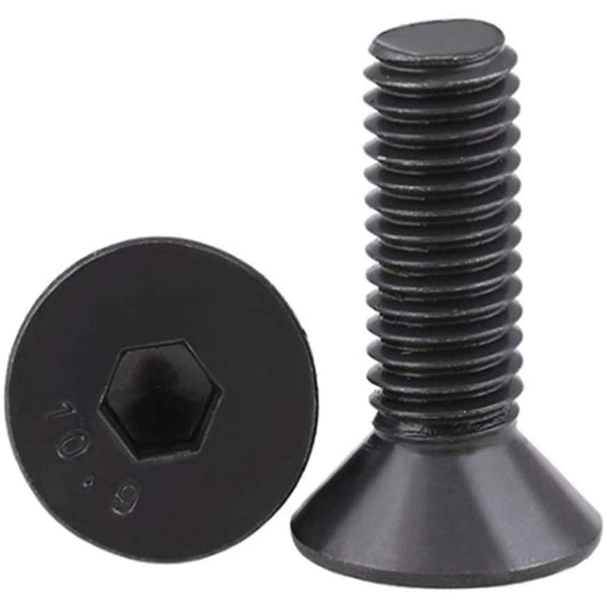 M8-1.25x70mm Hex Socket Screws 10Pcs - Carbon Steel Flat Head for Furniture & Machinery