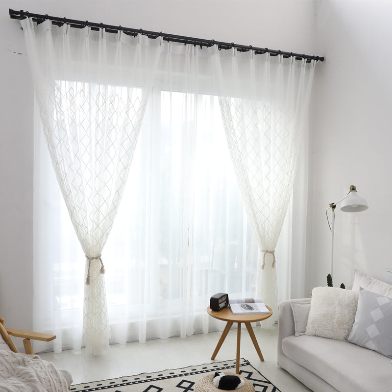 Aitana Airy Cotton White Sheer Custom Curtains & Drapes - Light Filtering Window Treatments for Living Room, Bedroom and Nursery