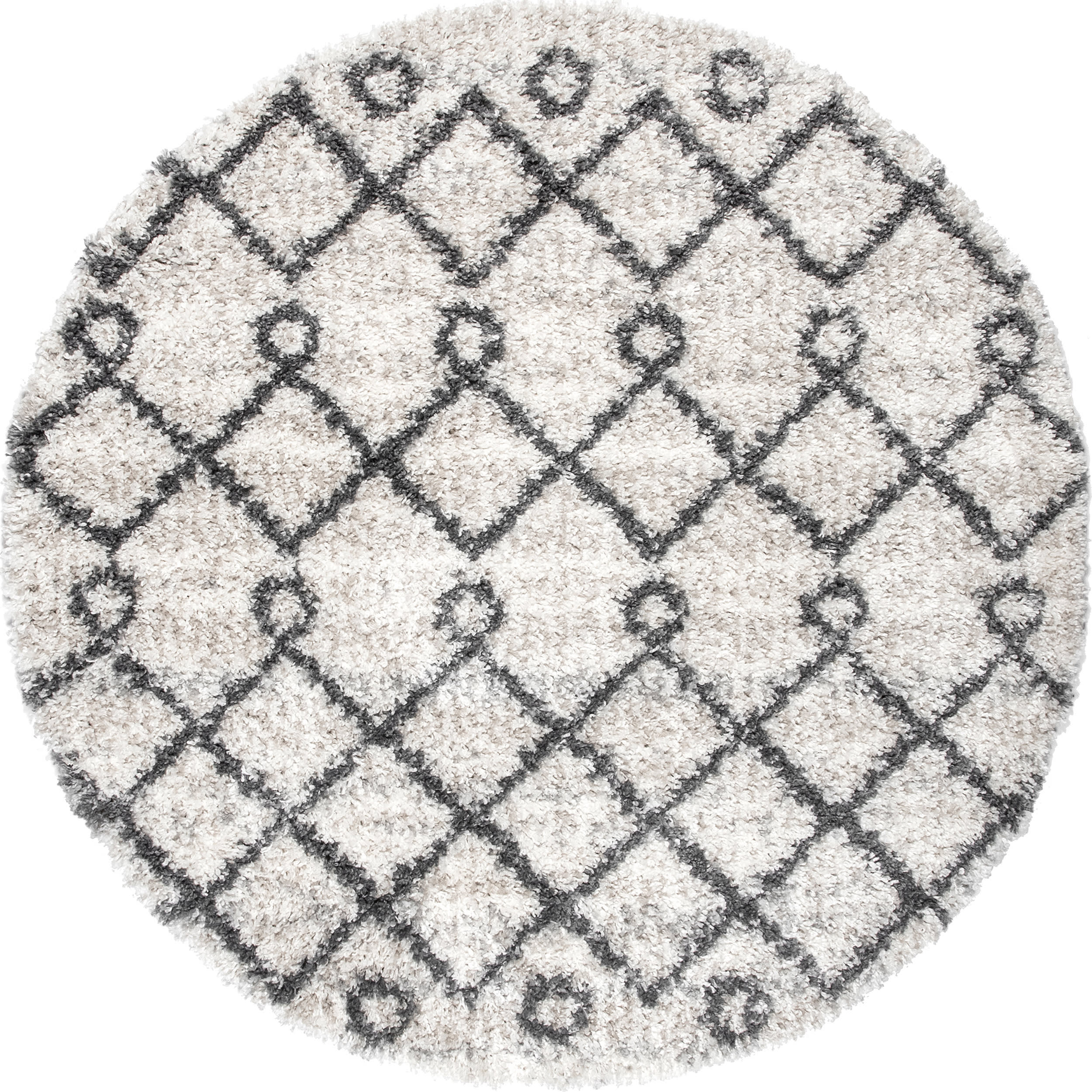 Luxury Diamond Moroccan Shag Area Rug with Tassels - Soft Ivory Bohemian Floor Carpet for Living Room, Bedroom & Nursery Decor