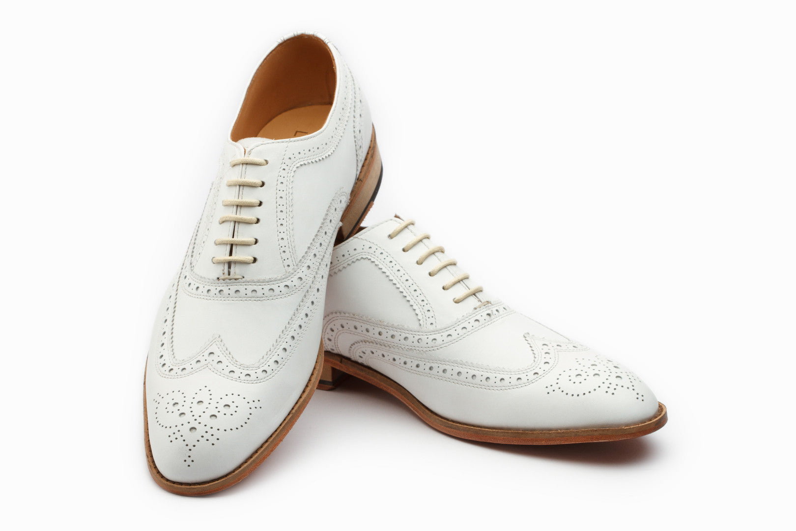 Classic Wingtip Oxford Shoes for Men - White Leather Dress Shoes for Business & Formal Occasions - Perfect for Weddings, Office & Special Events